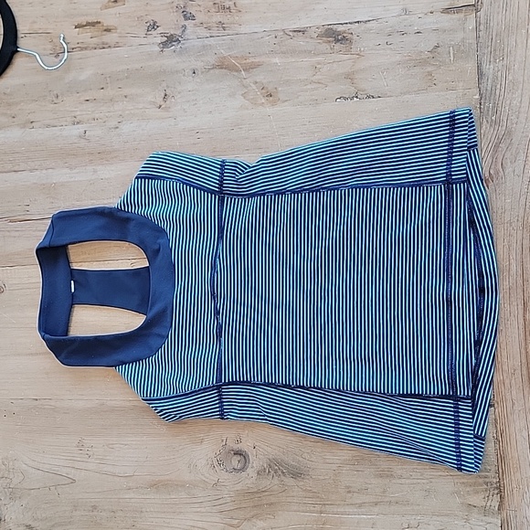lululemon athletica Tops - Lululemon Scoop Neck Tank Luon Light Hyper Stripe Blue Moon / Inkwell